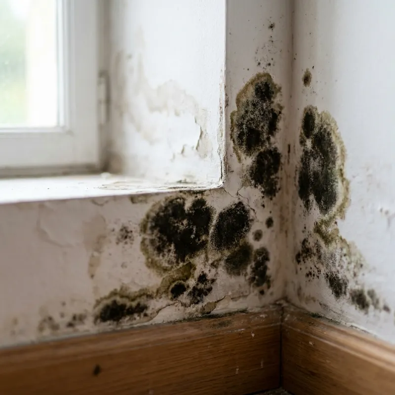 Moisissures noires sur un mur